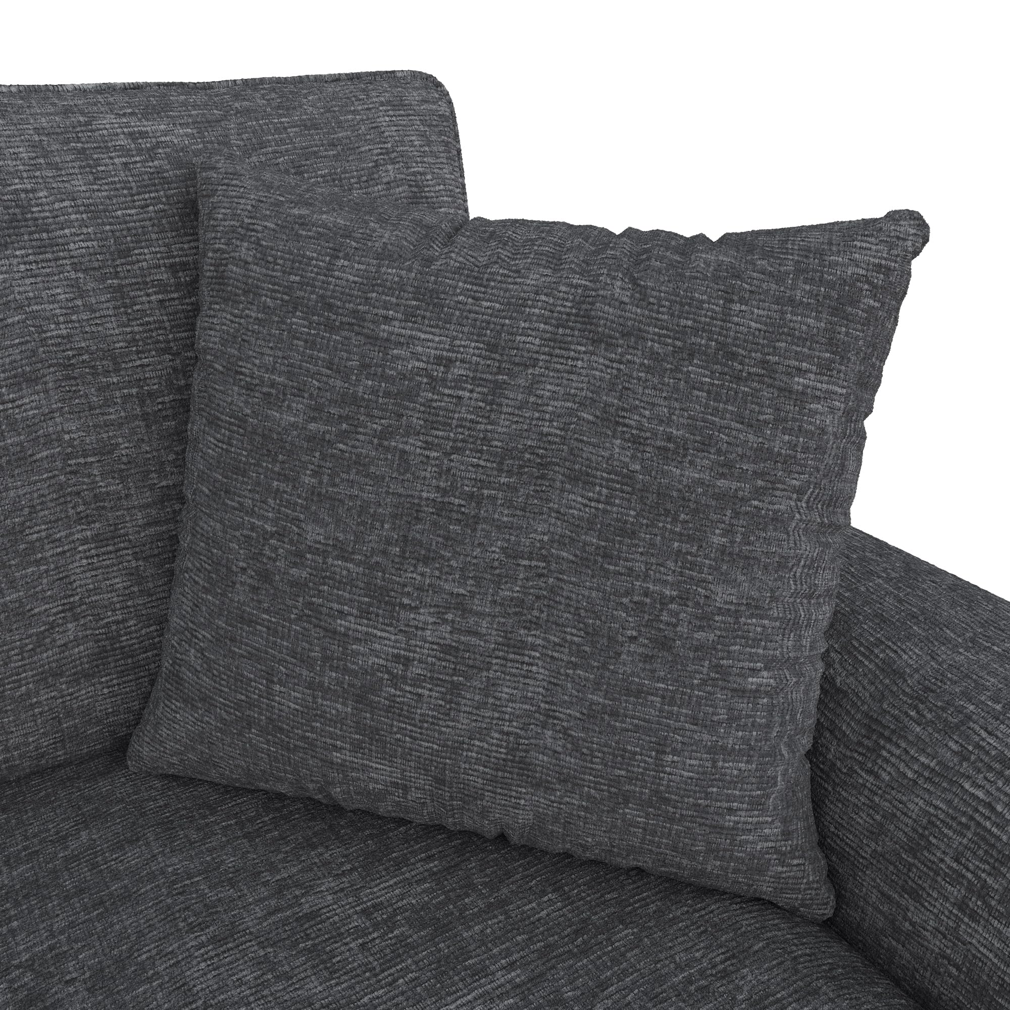 Moimhear Moderno sofá de chenilla L, 3 plazas + chaise longue con almacenamiento, respaldo plegable con soporte para bebidas, 280 x 136 x 82 cm (gris)