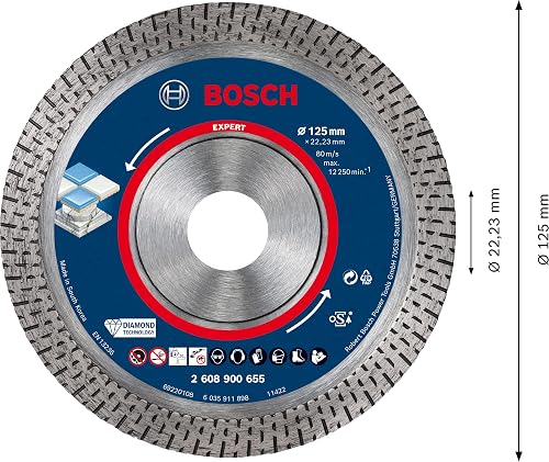 Bosch 1x Expert HardCeramic Diamanttrennscheiben (für Harte Fliesen, Harter Stein, Ø 125 mm, Professional Zubehör Kleiner Winkelschleifer) - 3