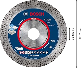 Bosch 1x EXPERT HardCeramic Elmas Kesme Diskleri (Sert fayanslar, Sert taş, Ø 125 mm, Aksesuar Küçük Avuç Taşlama Makinesi)