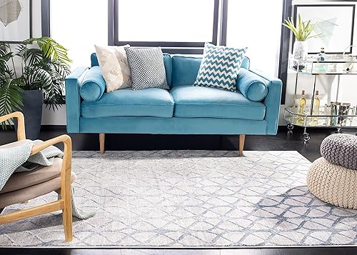 Miniatura 16 de SAFAVIEH Amelia Collection - Alfombra de área de 5.3 x 7.6 pies, color gris y azul marino, diseño geométrico, no desprende pelusa y de fácil