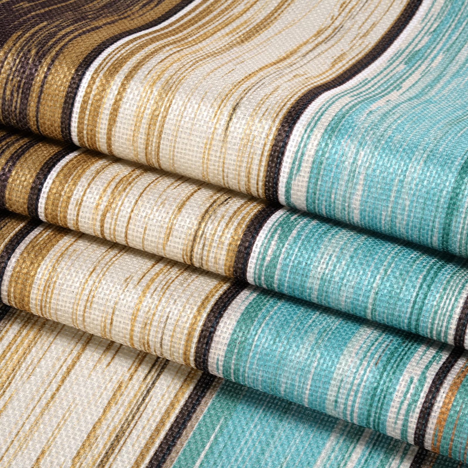 uxcell Table Runner 108" x 13", Retro Cotton Linen Table Runner, Green & Blue, Green/Brown/Beige/Sky Blue/Blue - Image 3