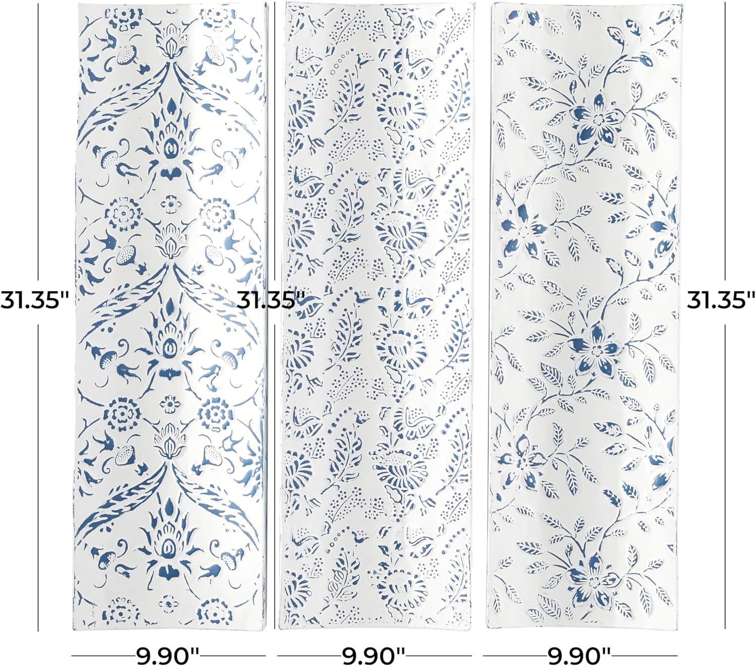 Deco 79 メタルフローラル壁装飾 エンボス加工のディテール付き 幅10