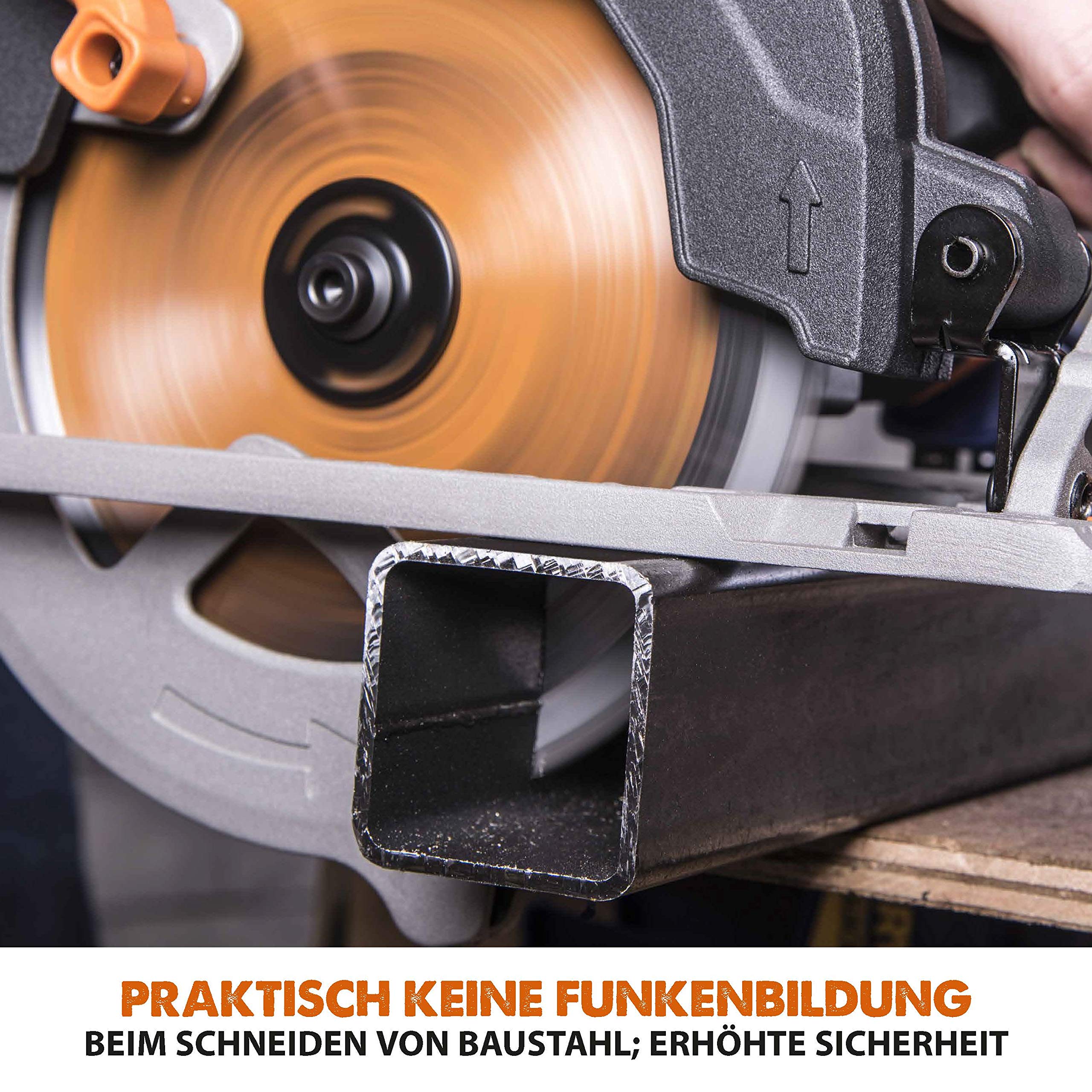 Evolution Handkreissäge R185CCS Kreissäge Tauchsäge 1600W Inkl. Ø 185 mm HM-Sägeblatt Mehrzweck Multi-Material-Schneiden Holz, Aluminium, Stahl, Kunststoff | Scie Circulaire mit Führungsschiene