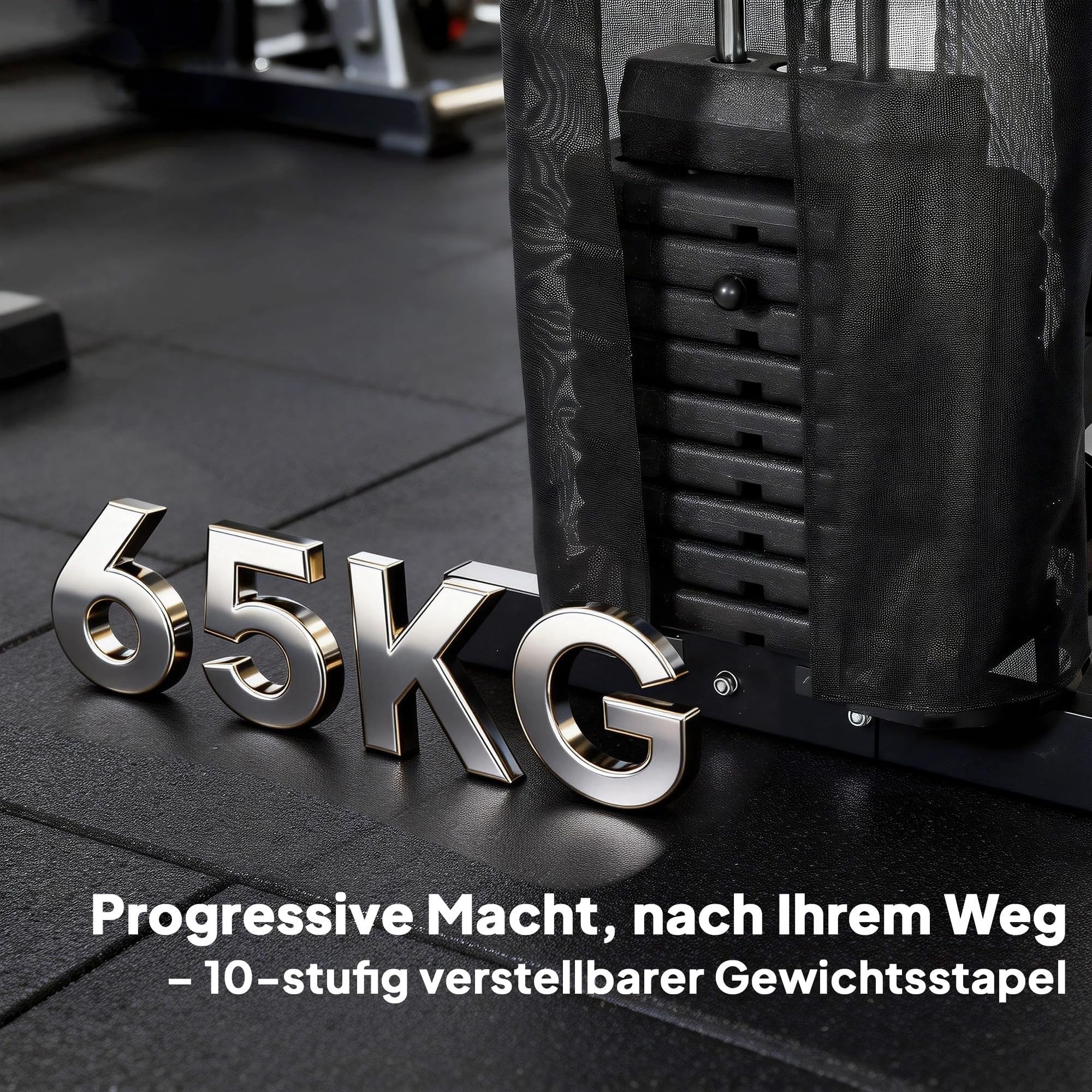 SPORTNOW Kraftstation mit Latzug Butterflystange 65kg Gewichten Seil | Fitnessstation, Beinpresse, Multifunktion Krafttraining, bis zu 120kg Belastbar, Trainingsstation für Zuhause