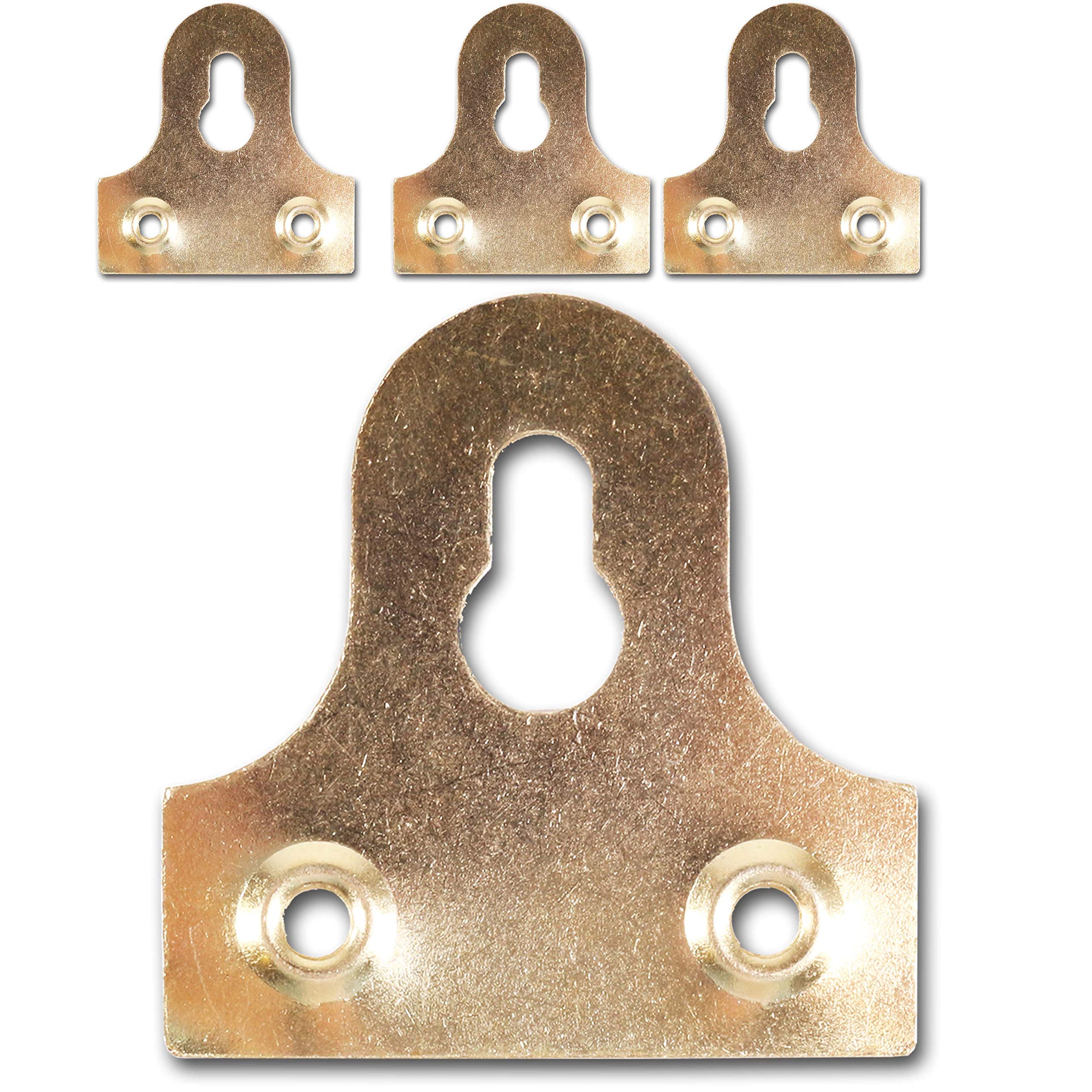 4X Slotted Brass Glass Hanging Plates - 50mm - Hang Mirrors & Pictures on Walls