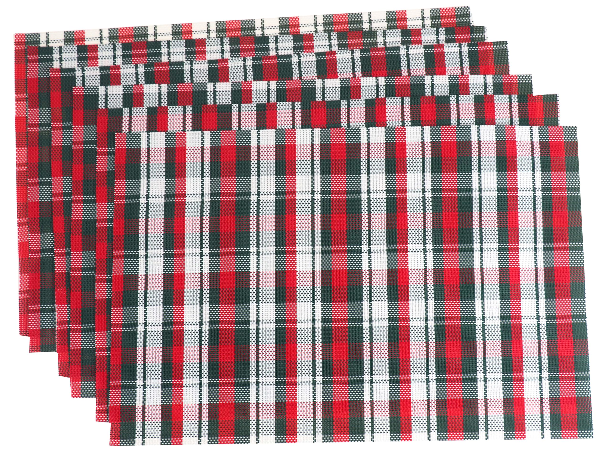 BWG Tartan Red Green Christmas Dinner Table Placemats - Set of 6