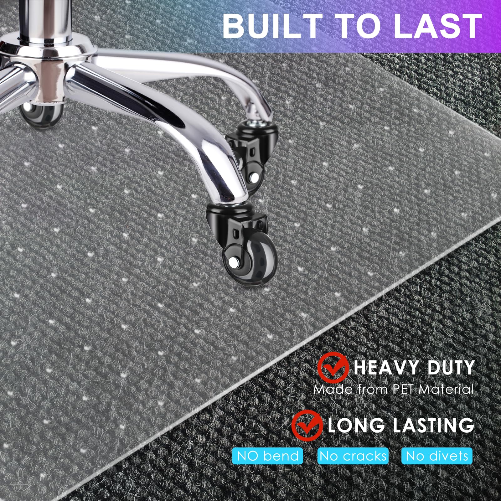 Vicwe Office Chair Mat for Carpet 36x 48 Heavy Duty Chair Mat for Carpeted Floors Easy Rolling Hard — view 3