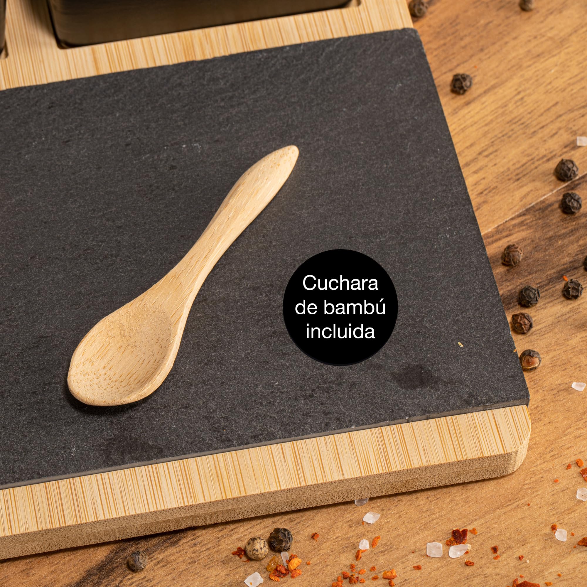 Moritz & Moritz juego de cuencos negro incl. cuchara, tabla de servir y plato de pizarra - juego de cuencos como cuencos para tapas, cuencos para mojar, cuencos para aperitivos y cuencos para tapas