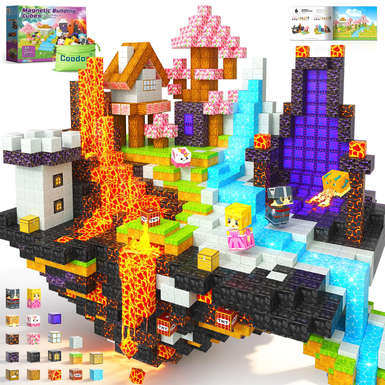 Magnetische Bausteine – Magnetbausteine für Kleinkinder und Kinder ab 3 Jahre, Magnetische Fliesen STEM Sensorische Montessori Spielzeug Geburtstagsgeschenk für Jungen Mädchen ab 3 4 5 6 7 8 9 Jahre