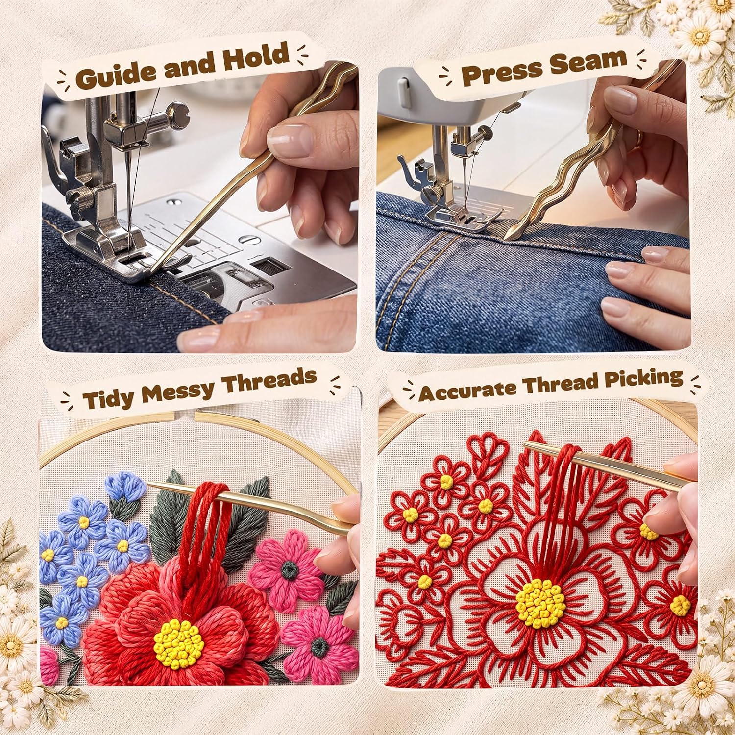 Rivvlive 2 Pcs Laying Tool for Needlepoint, Embroidery Aid, Caduceus Design