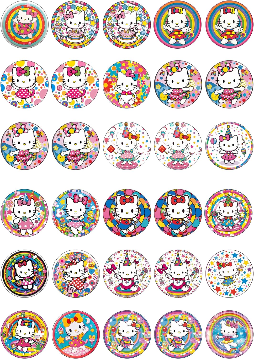 30 x Edible Sugar Cupcake Toppers – Pink Kitty Inspired Collection of Edible Cake Decorations | Uncut Edible on Sugar Sheet