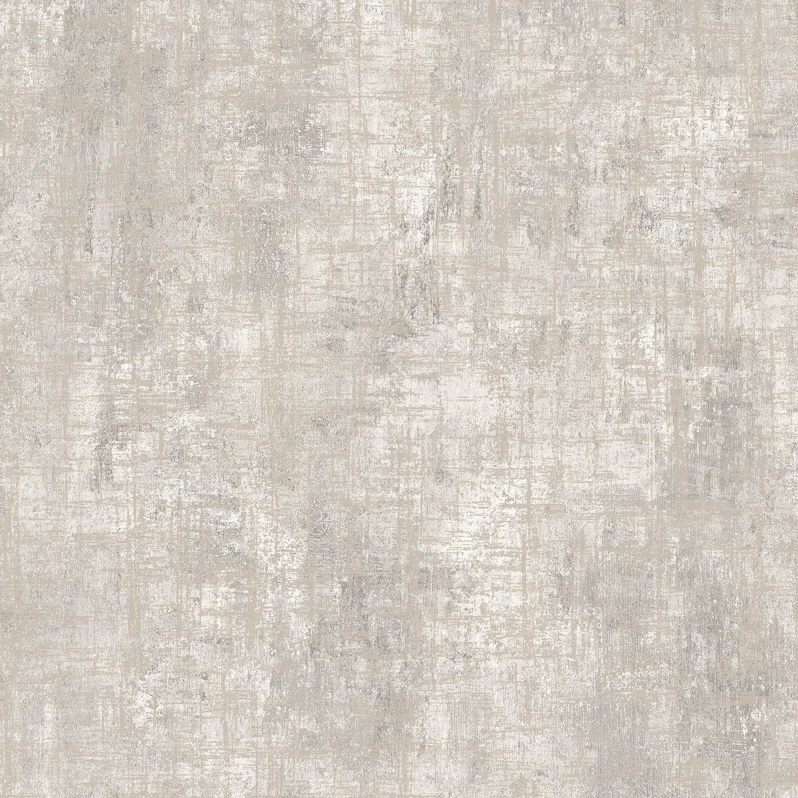 Muriva Etta Texture Greige Wallpaper - Industrial Distressed Design - Metallic Crosshatch - Greige