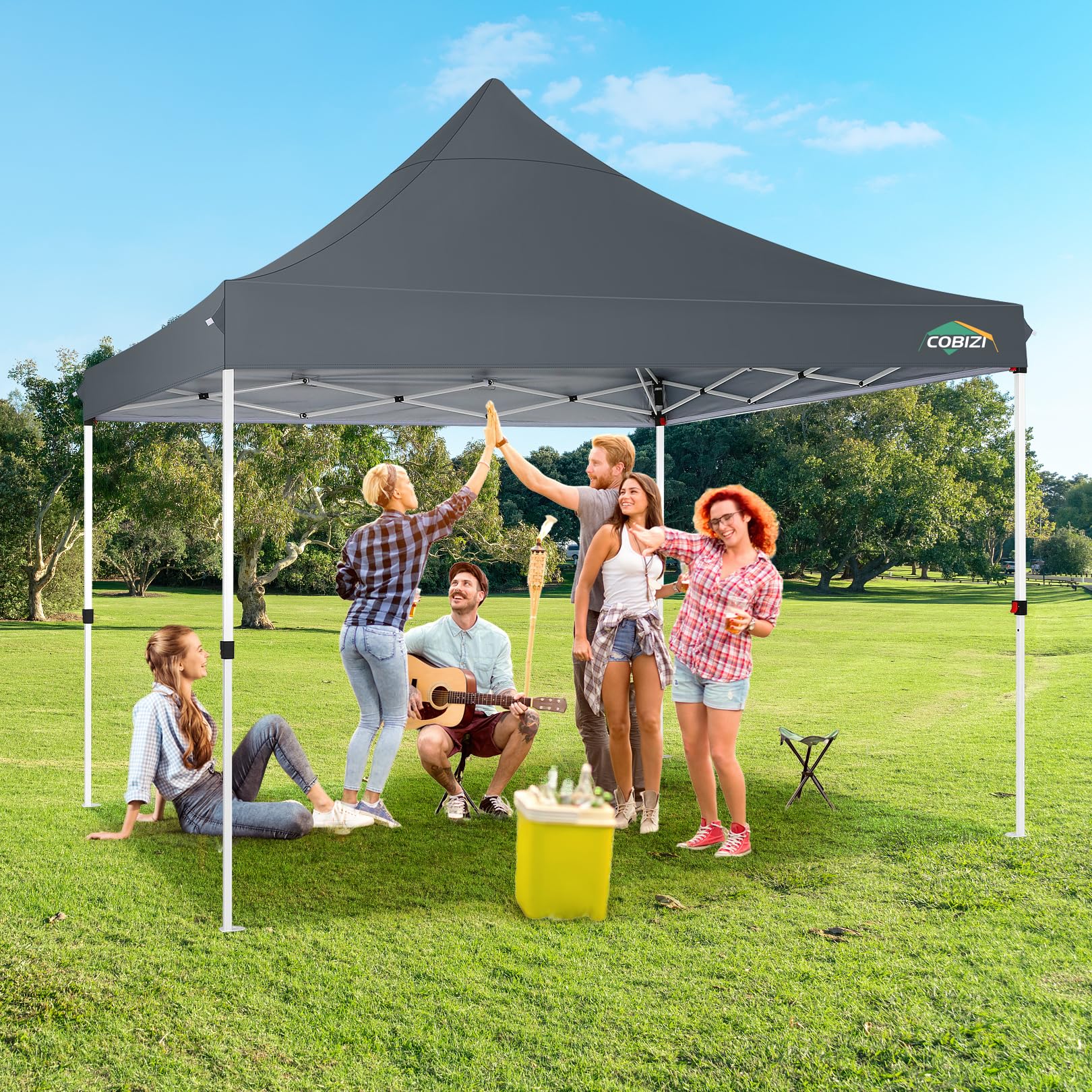 COBIZI Faltpavillon 3x3, Pavillon 3x3 Wasserdicht Stabil Winterfest, Faltbar Partyzelt mit 4 Seitenwänden & 4 Sandsack Pop up Gartenpavillon UV-Schutz 50+ für Hochzeiten, Freien, Grau