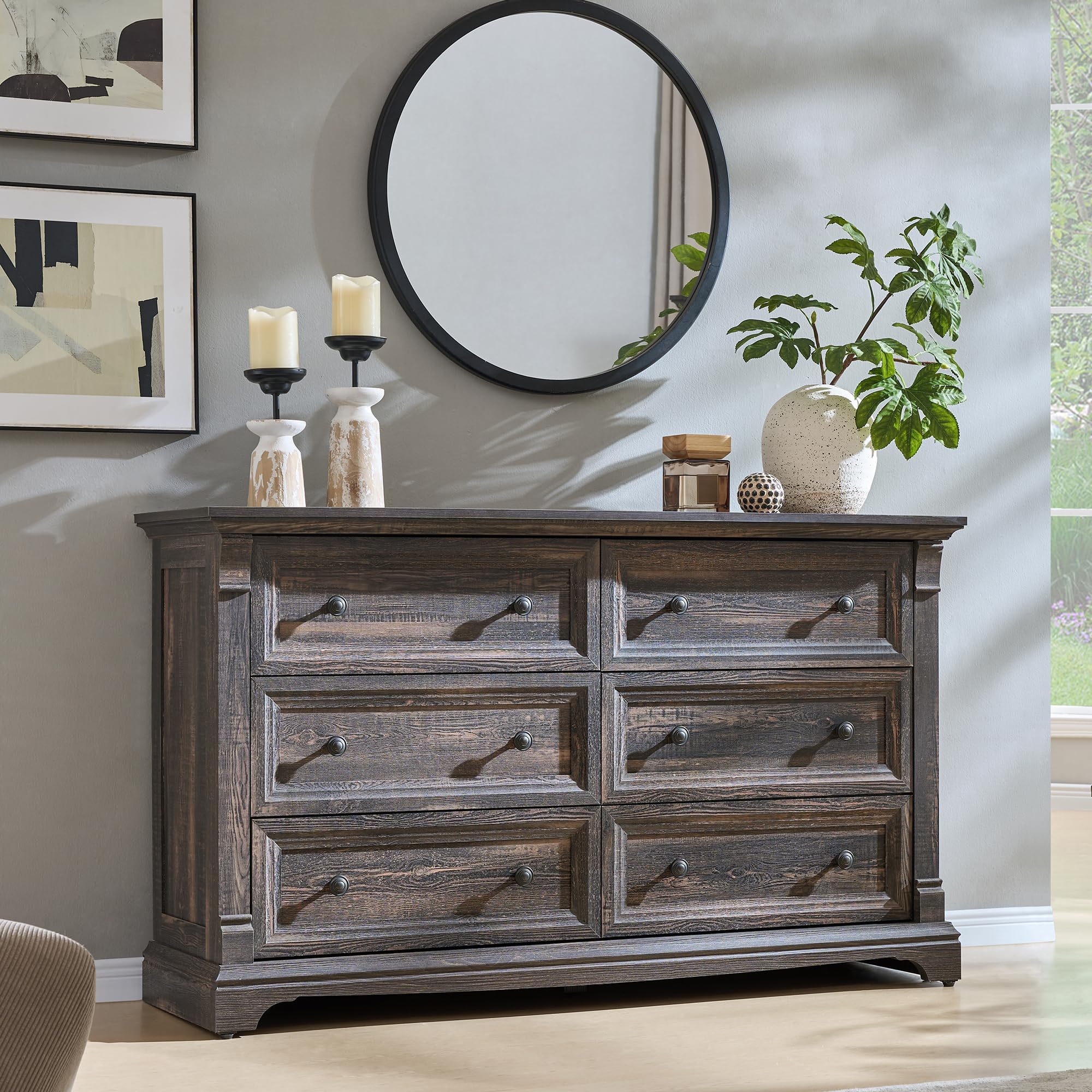 large bedroom dresser RUSTIC EXTRA-LARGE DRESSER WEATHERED FARMHOUSE