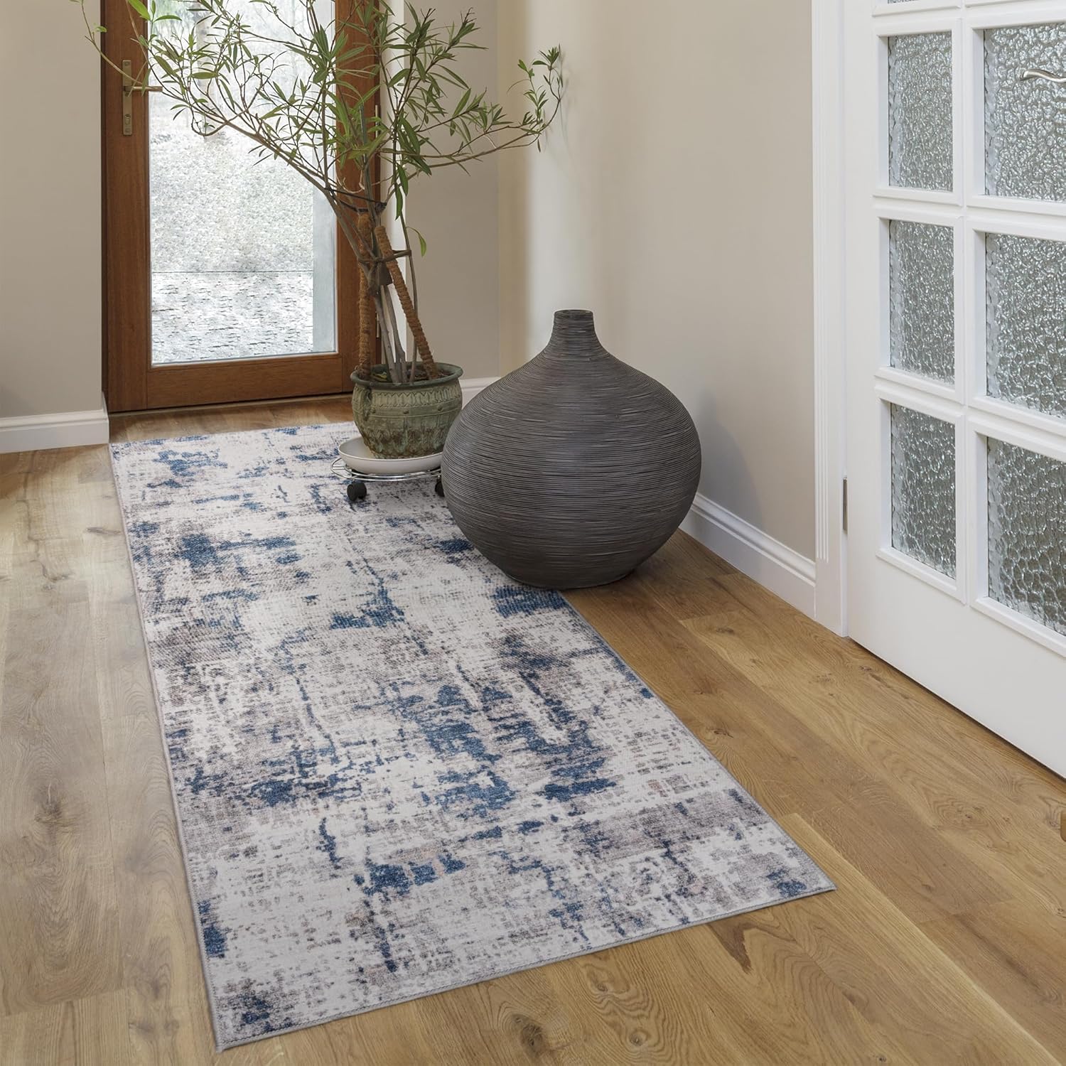 Gertmenian Indoor Boho Rug - 2x6 Runner, Non Slip, Super Strong, Ideal for High Traffic Areas in Entryway, Bedroom, Kitchen - Cenis, Blue/Gray, 28551