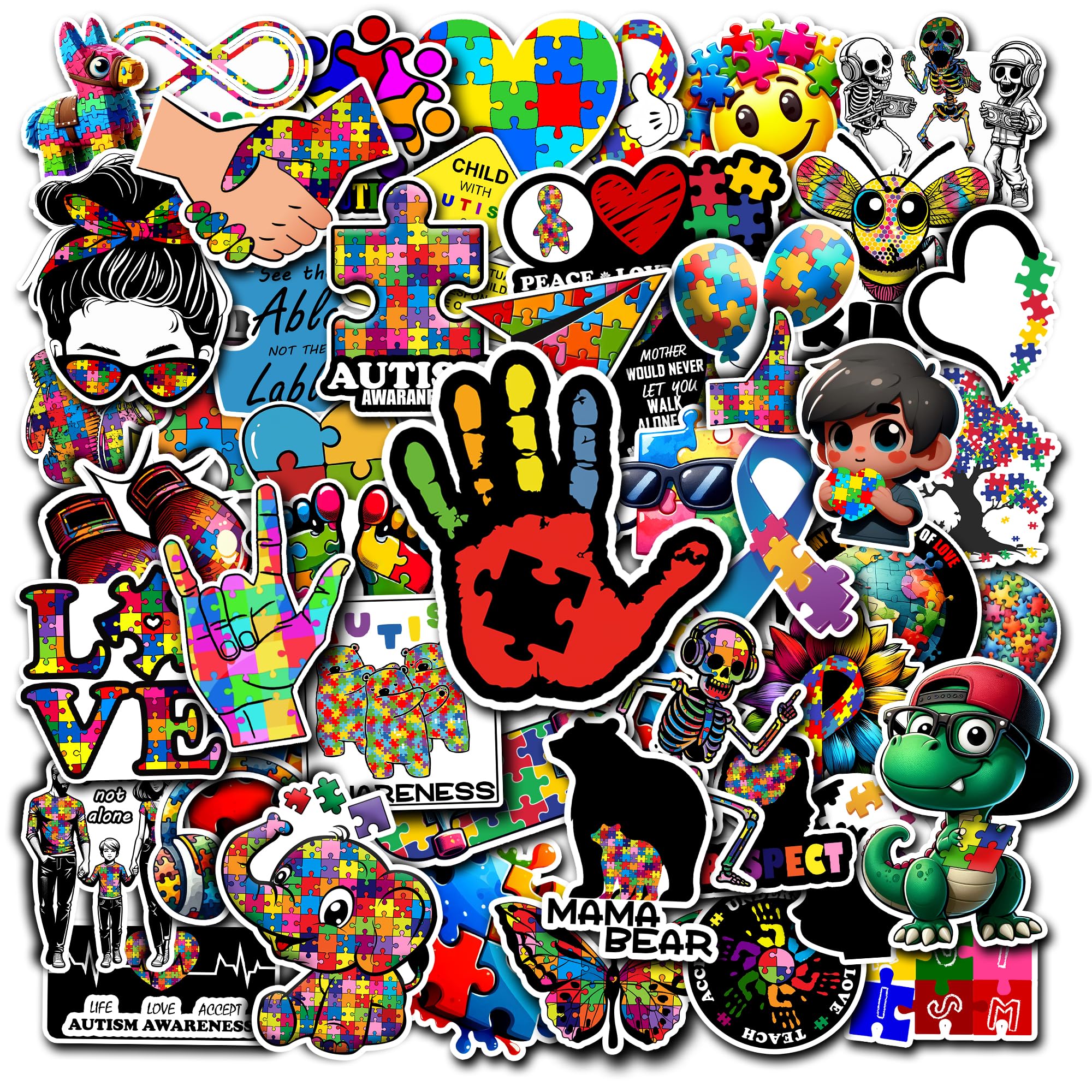 WESILY Pack 50 PCS Autism Awareness Stickers Waterproof Vinyl Decal Small Aesthetic Decor Laptop Water Bottles Phone Case Luggage Inspirational