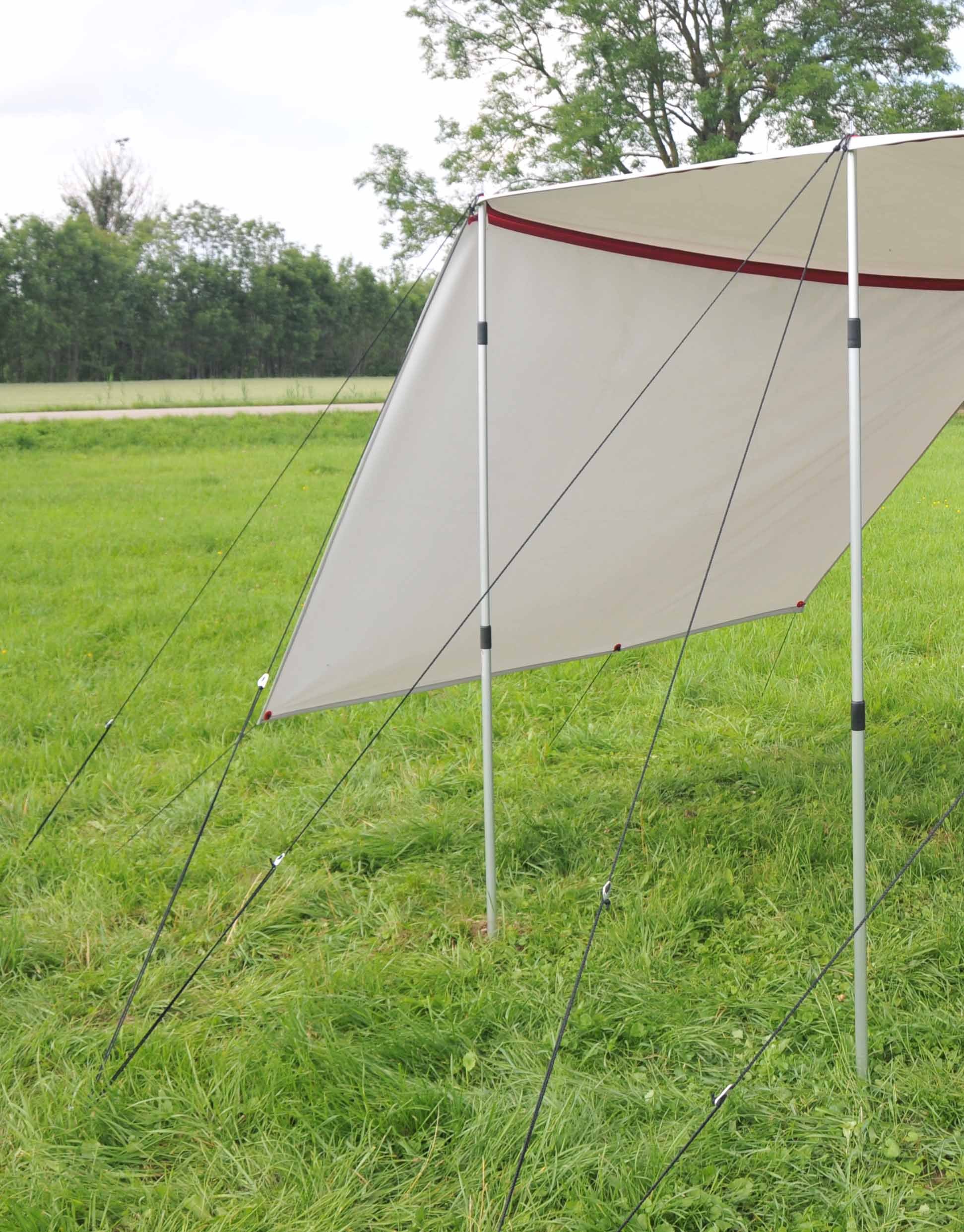 Aufstellstangen Alu Teleskop 2 Stück 100 cm - 240 cm mit Packsack, Vier Abspannseilen und Zwei Regenhütchen