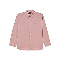 Tommy Hilfiger Uomo Camicia Natural Soft Maniche Lunghe, Multicolore (Dark Magma/Optic White)