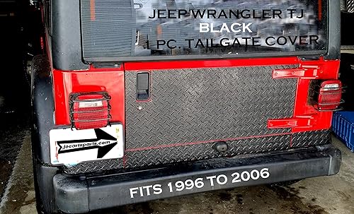 Miniatura 2 de Se adapta a Jeep Wrangler TJ 1 pieza negro placa de diamante cubierta de puerta trasera