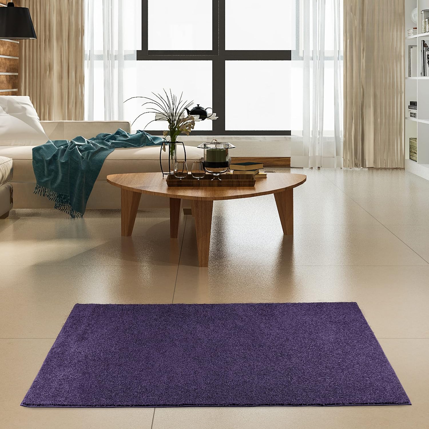 Ambiant Solid Color Area Rug, 2' x 4', Purple