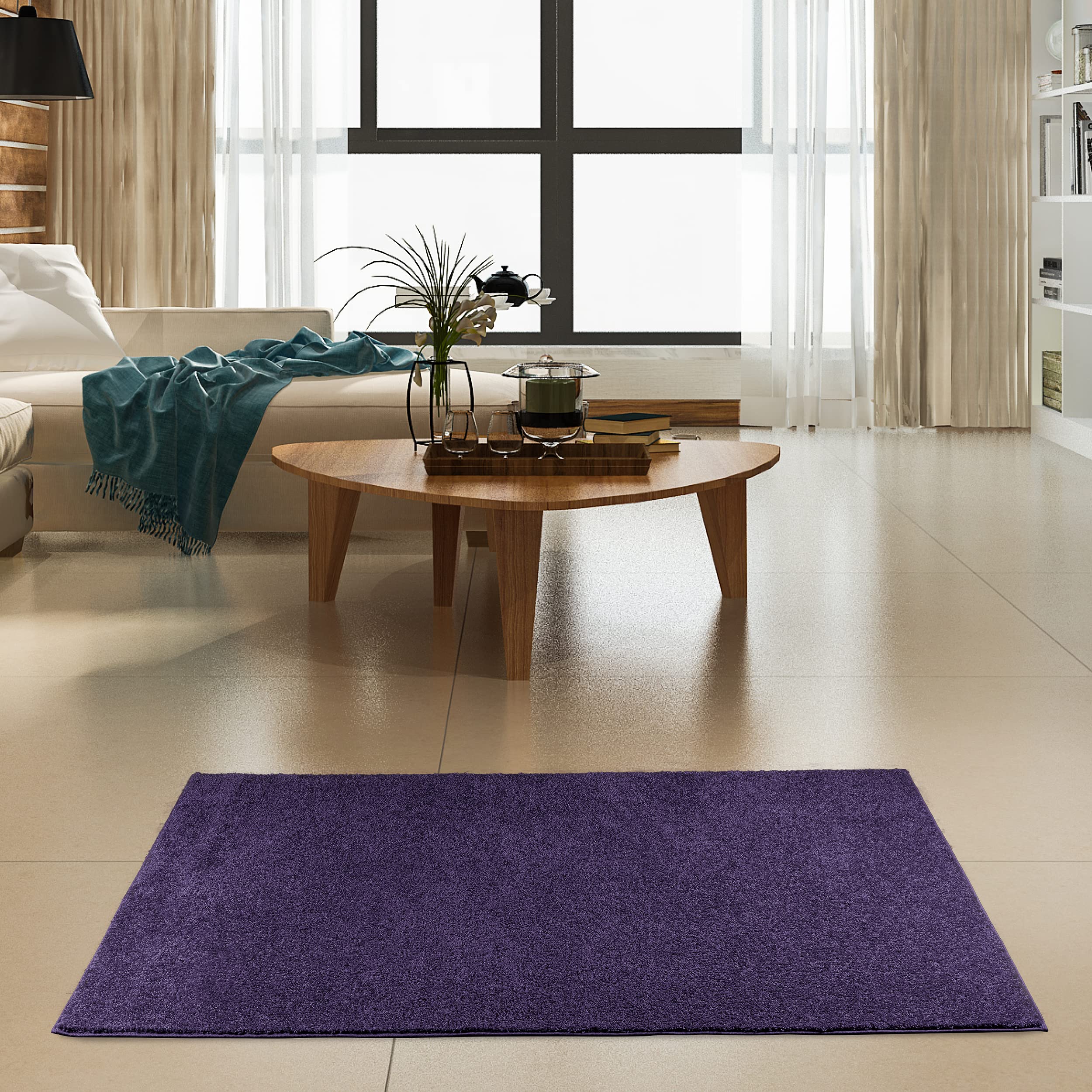 Furnish my Place Modern Plush Solid Purple Color Rug, Indoor/Outdoor Mat, Area Rugs Great for Kids, Pets, Event, Wedding, Living Room, Made in USA, 2' Hexagon - Set of 5