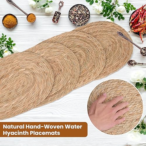 Miniatura 4 de Defined Deco - Juego de 6 manteles individuales tejidos, manteles individuales de ratán ovalados trenzados de 16 x 12 pulgadas, manteles