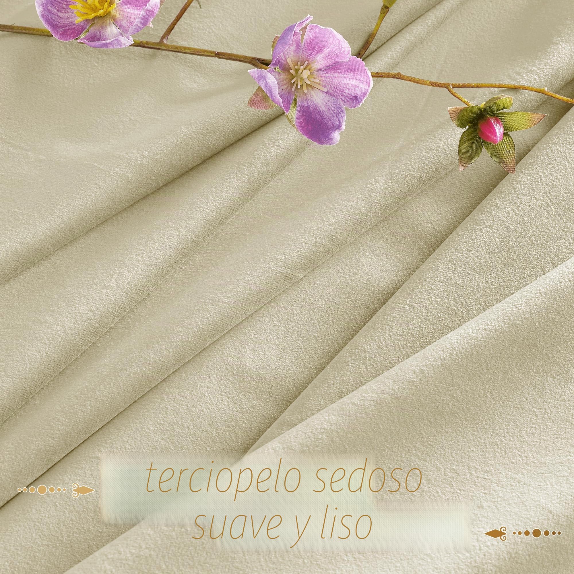 PONY DANCE Cortinas Salon Modernas 2 Piezas, Cortinas de Terciopelo(300 g/m2), Opacas Termicas Aislantes con Ojales para Dormtiorio Matrimonio/Comedor/Habitacion,132x240cm,Beige Claro