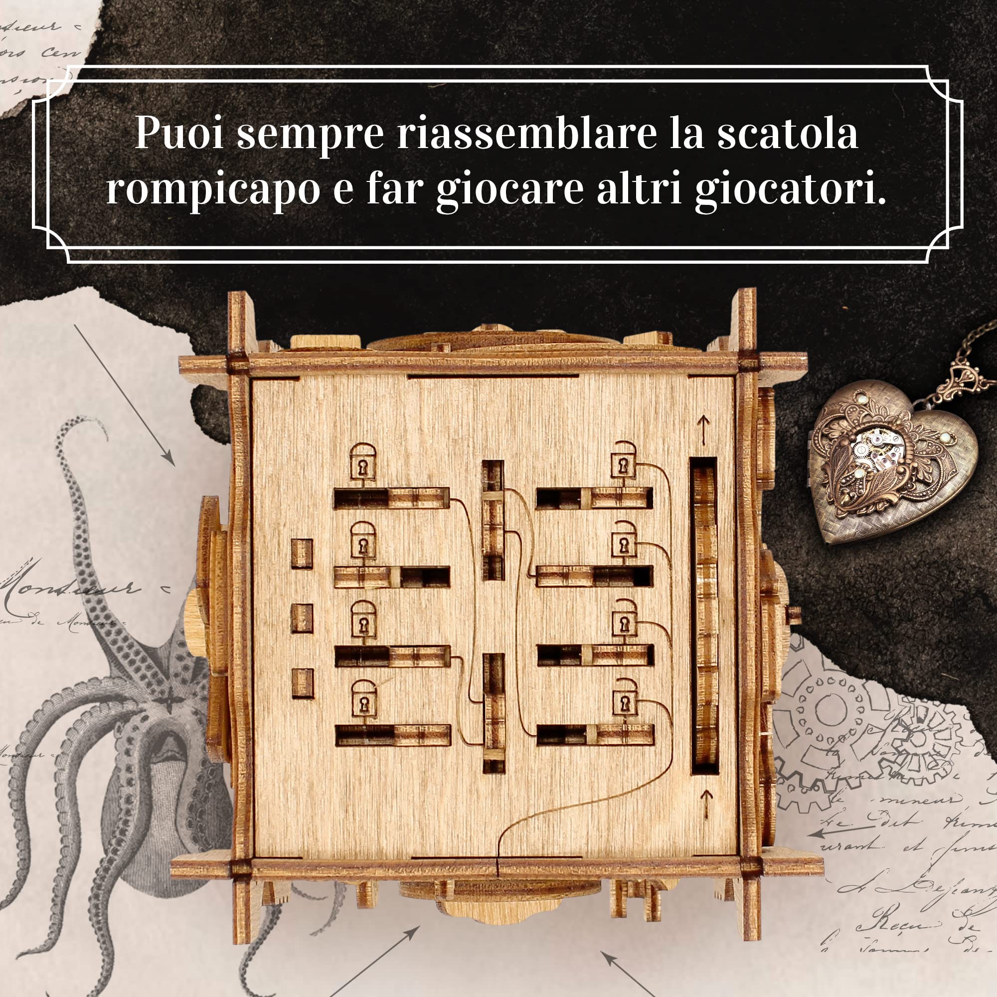 iDventure Cluebox - Nautilus del Capitano Nemo - Escape Room gioco in legno -Scatola rompicapo a Labirinto - Scatola regalo - regalo fidanzato - puzzle 3D - puzzle rompicapo - regalo per lui