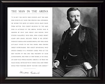 wesellphotos Theodore Teddy Roosevelt the Man in the Arena Quote 8x10 Framed Picture Black and White Official Portrait