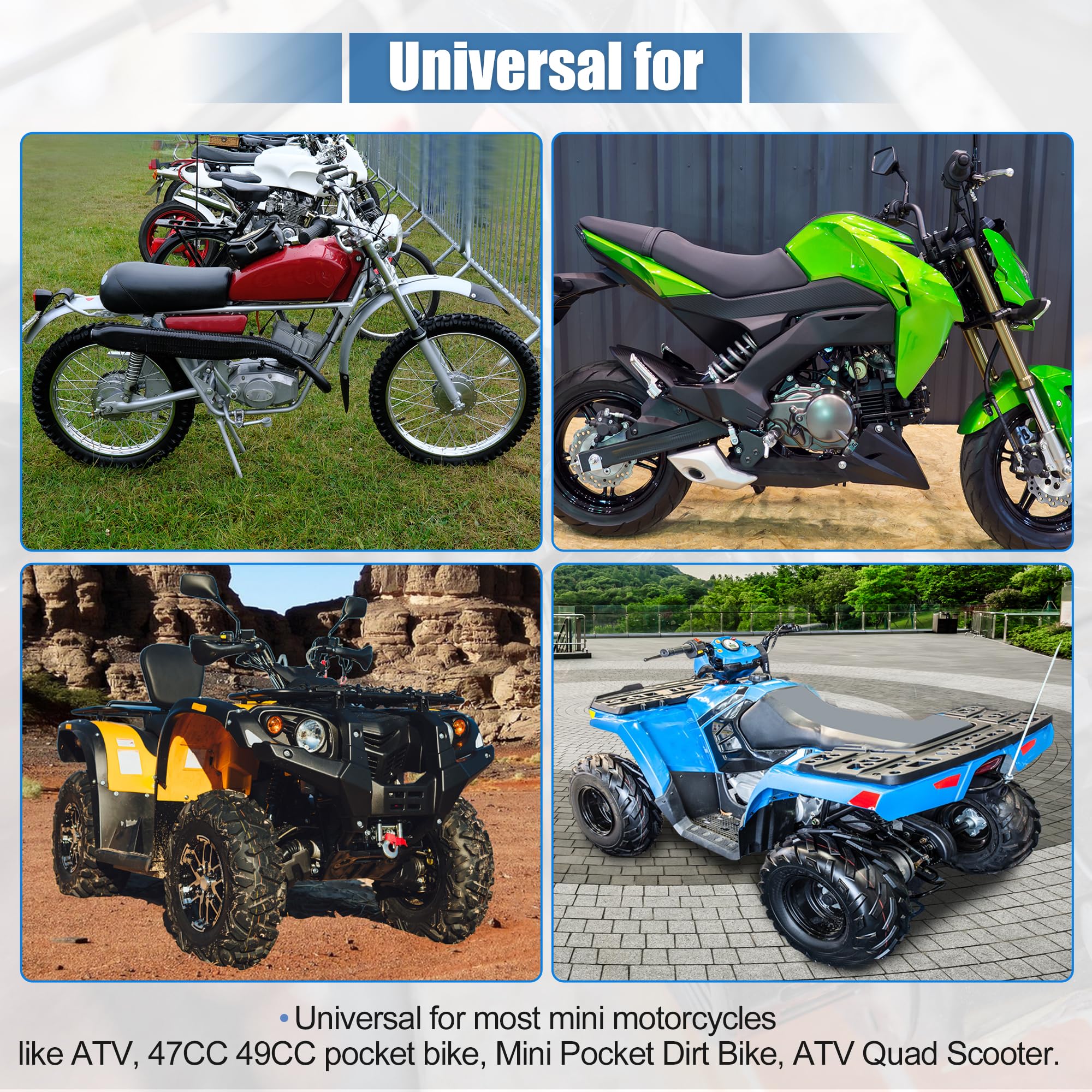 X AUTOHAUX 1 juego de arranque de retroceso con tornillos para ATV Minimoto de 47 CC y 49 cc, color negro