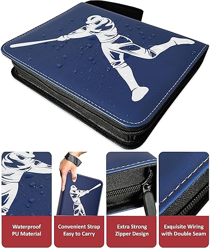 Miniatura 4 de Carpeta para tarjetas de béisbol, 900 bolsillos, 50 mangas, carpeta de béisbol grande, 3 anillos con cremallera, soporte para tarjetas