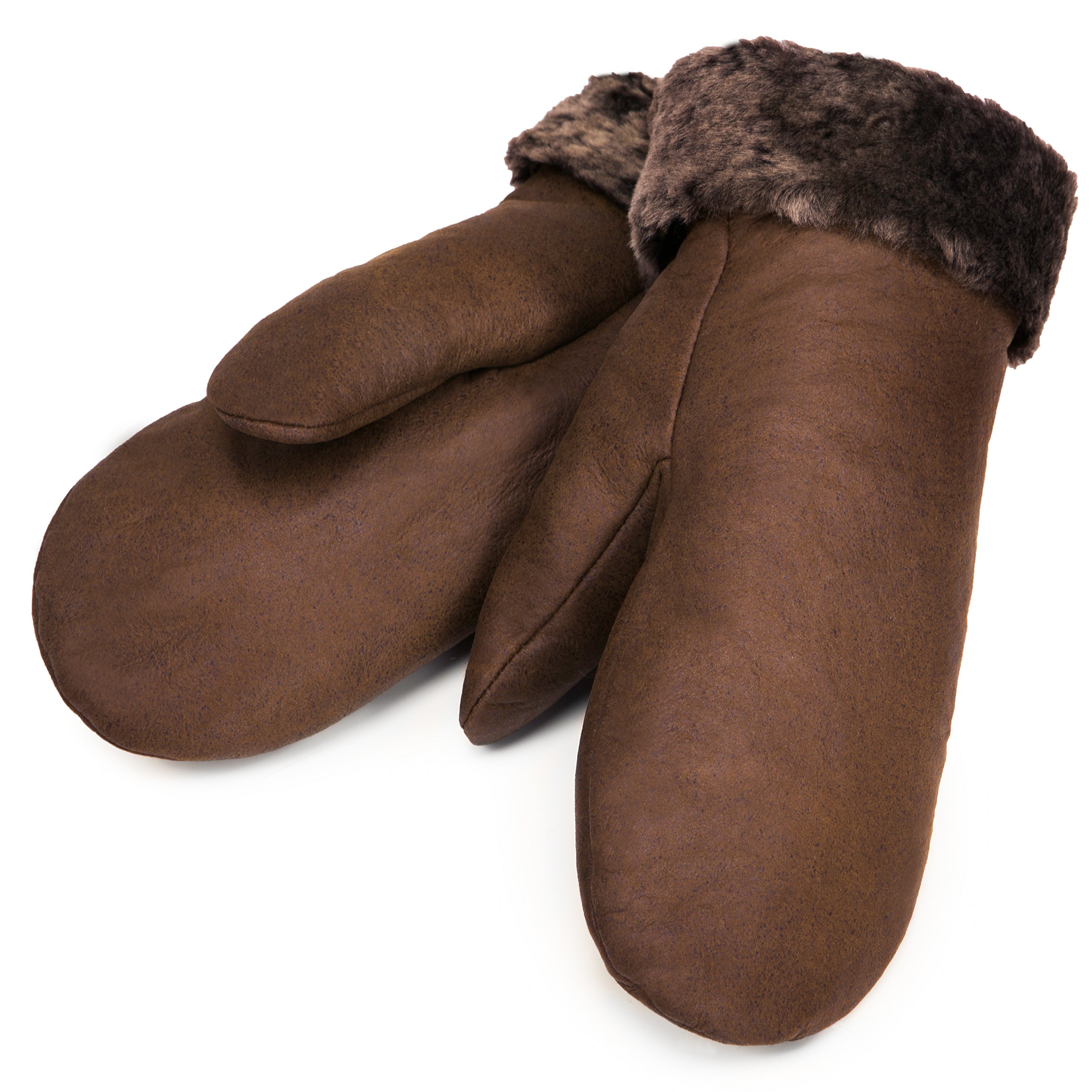 Lammfell Fäustlinge von WERNER CHRIST – warme, Lange Unisex Fausthandschuhe aus echtem Fell, Winter-Handschuhe für Damen und Herren in schwarz, braun & dunkel-braun, Größe 5, 6, 7, 8, 9 und 10