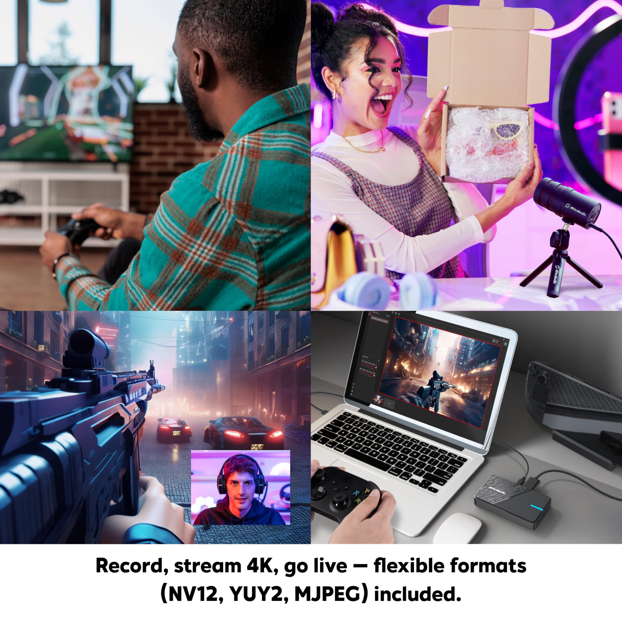 AVerMedia Capture Card for Streaming, 4K60 HDR Passthrough​, 1080p60 Video Recording, Ultra-Low Latency Game Streaming for Switch 2, Xbox, PS5, PC on Twitch, OBS, Win11, Mac - StreamLine MINI+ GC311G2