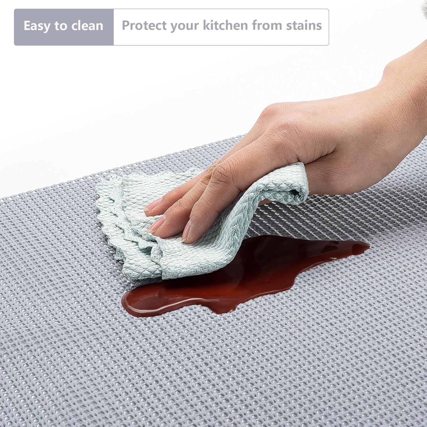 Shelf Cabinet Liner,Drawer Liners Non Adhesive Easiest Install Mat, Strong Grip Bottom,Easy Clean Non Slip Shelving Liner for Kitchen Cabinets (Grey, 12IN X 30FT)