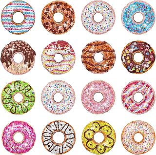 Xuhal 16 Pcs Diamond Painting Magnets DIY Diamond Painting Kits for Gem Art Magnet Fridge Stickers for Beginners Adults DIY Crafts Party(Donut)