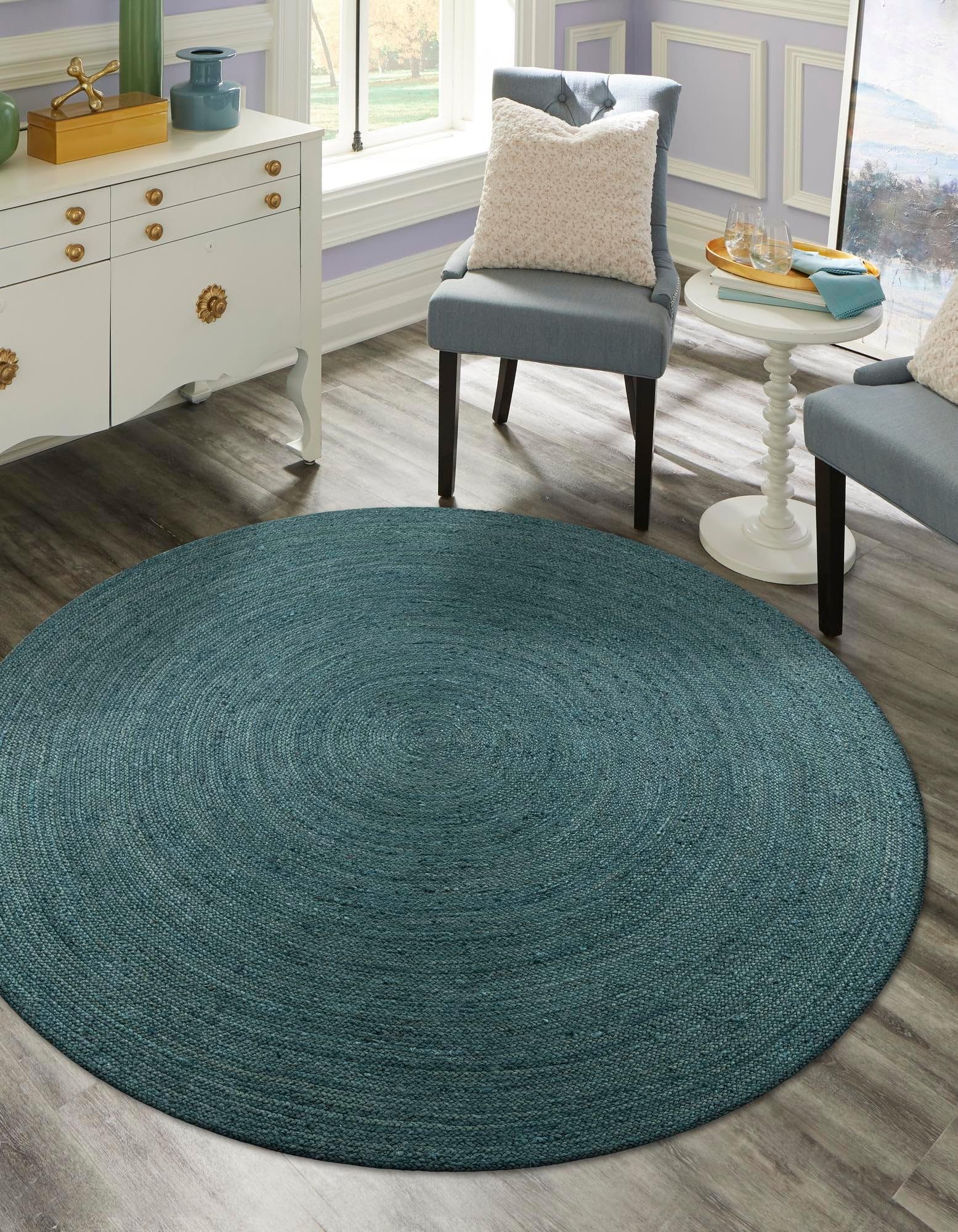 A.S. Rugs - Natural Jute Carpet Round Rug Handwoven Braided Carpets for Bedroom Living Room Dining Room Jute (9 x 9 Feet Round, Green) (B0CRF7X8X9) Amazon Price History, Amazon Price Tracker