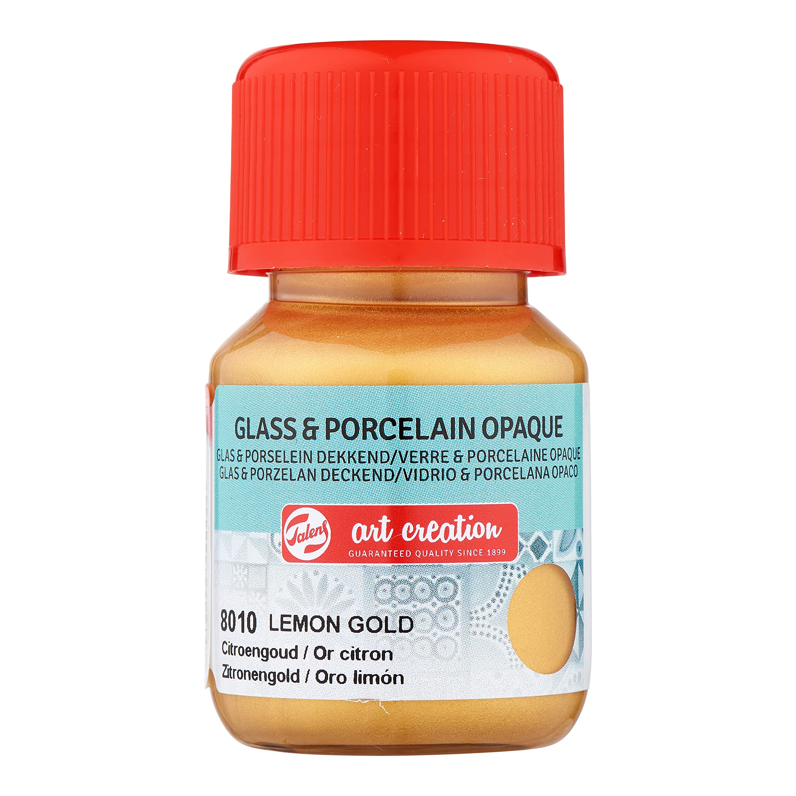 Talens Art Creation Lemon Gold Glass & Porcelain Opaque Paint - 30 Ml 8010 - Vibrant Opaque Finish For Glass, Porcelain & Ceramics - Diy Decor & Art Projects