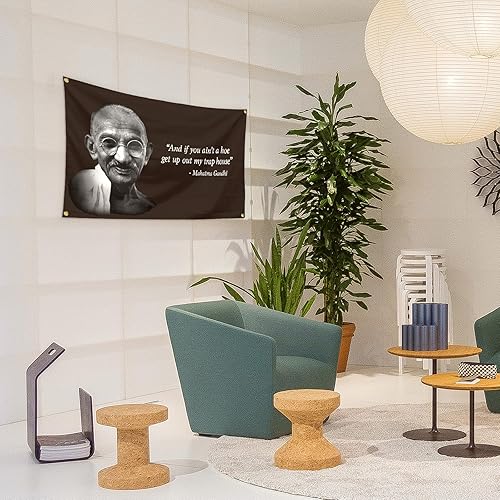 Miniatura 7 de Chief Gandhi - Bandera de 3 x 5 pies, divertido póster de pared de cueva de hombre duradero con ojales de latón. Esta hermosa bandera de