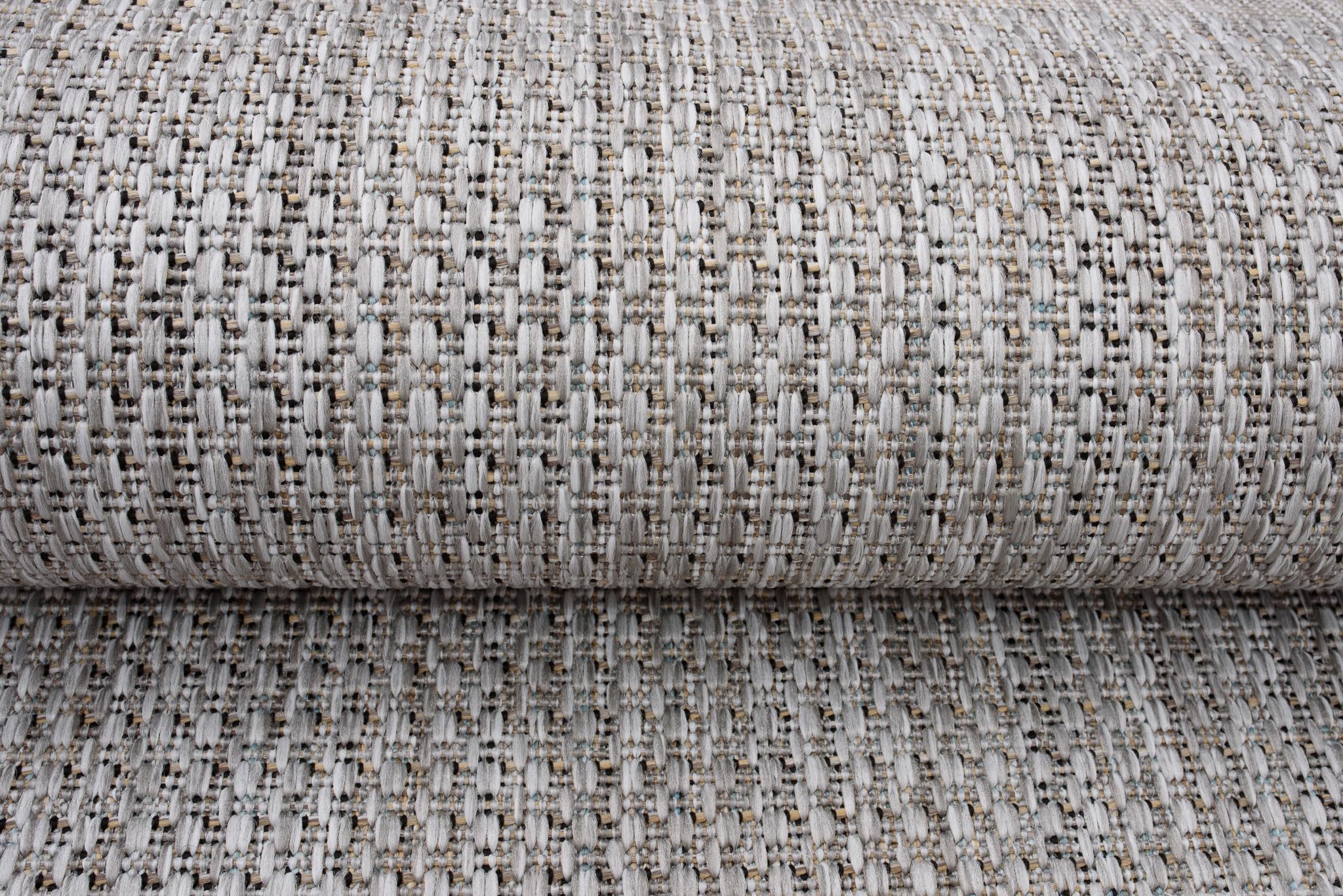 TAPISO Melissa Teppich Outdoor Grau Schwarz Flachgewebt Indoor Küche Flur Wohnzimmer Balkon Terrasse Modern Sisal Kurzflor ÖKO-TEX 120 x 170 cm
