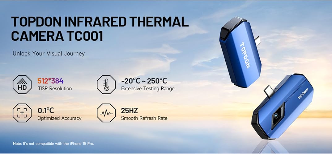 Bild 6 - TOPDON Wärmebildkamera -TC001, 512x384 TISR Auflösung, ＜40mK Wärmeempfindlichkeit, 25Hz, Testbereich -20 ℃ bis 550 ℃, 0,1 ℃ Testpräzision, entwickelt für Android phones/Tablets und Windows Laptops