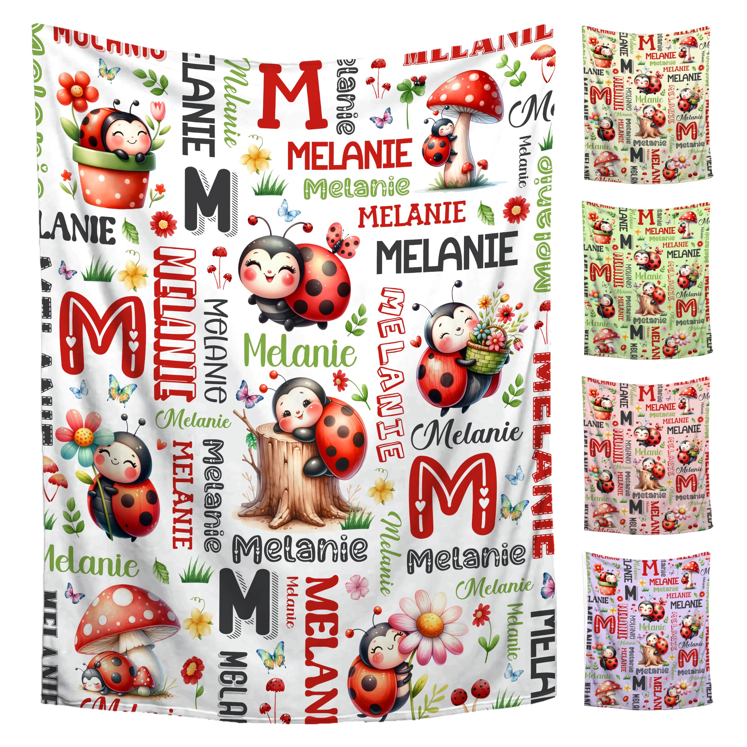 Custom Ladybug Blanket for Boys Girls,Ultra Soft Personalized Gifts Baby Blanket,Customized Throw for Toddlers Newborn Stroller Crib,60"x80"
