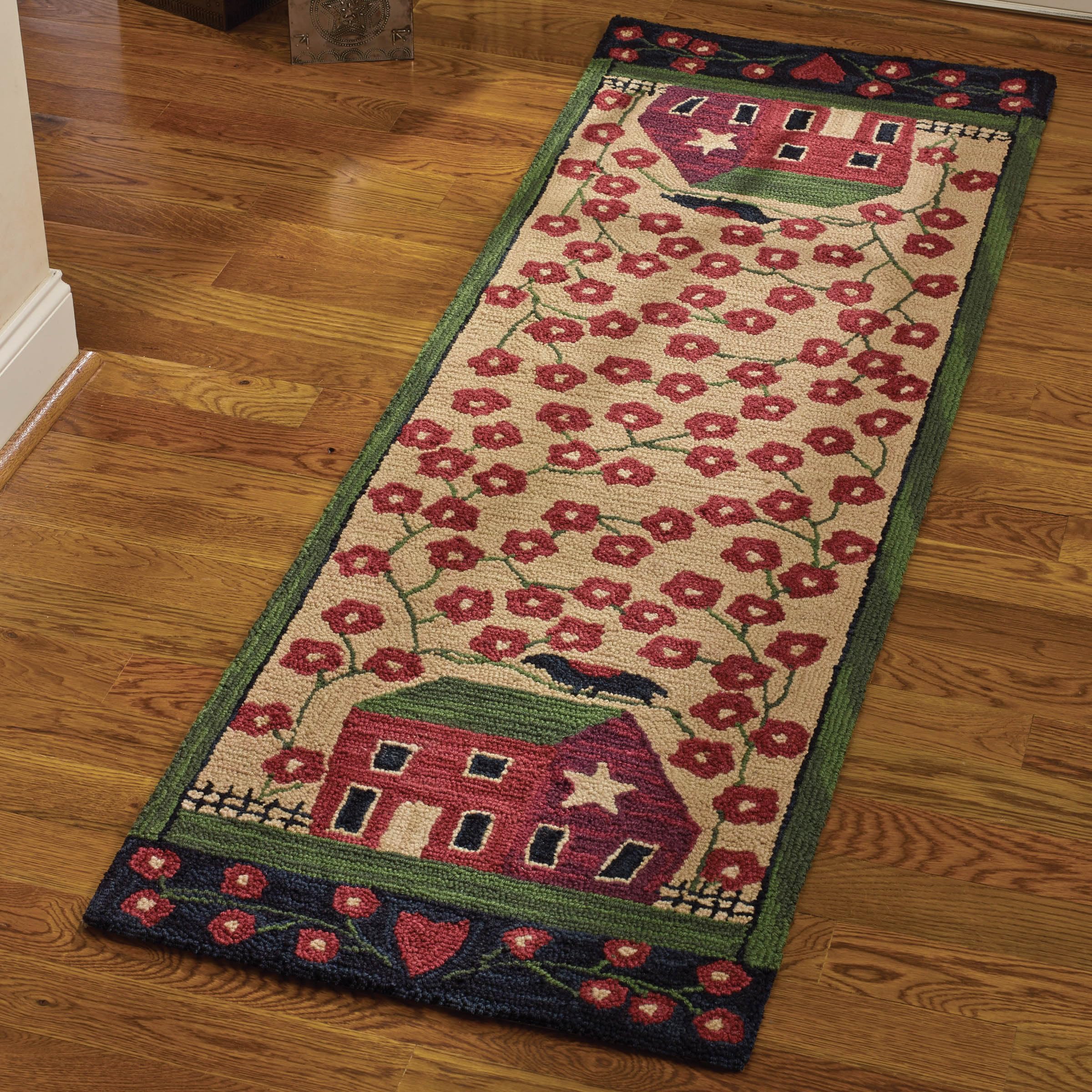 Park Designs Red House 2 x 6 Hooked Area Rug | Hand Washable 2x6 Rug | Farmhouse Decorative Indoor | Crafted from Polyester Loop Yarn | 24" x 72" Rug Runner | Handcrafted for Strength & Stability