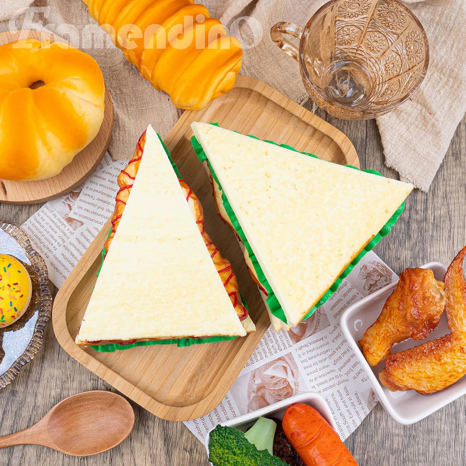 Framendino, 4 Pack Artificial Sandwich Simulation Fast Food Realistic Imitation Fake Decoration Model Kitchen Photo Props