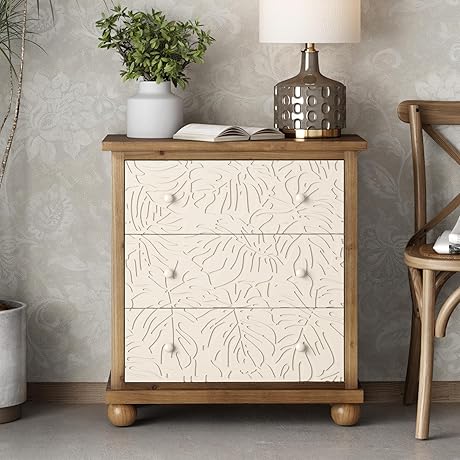 LONYKE Rustic French Country Cabinet with Exquisite Leaves Pattern
