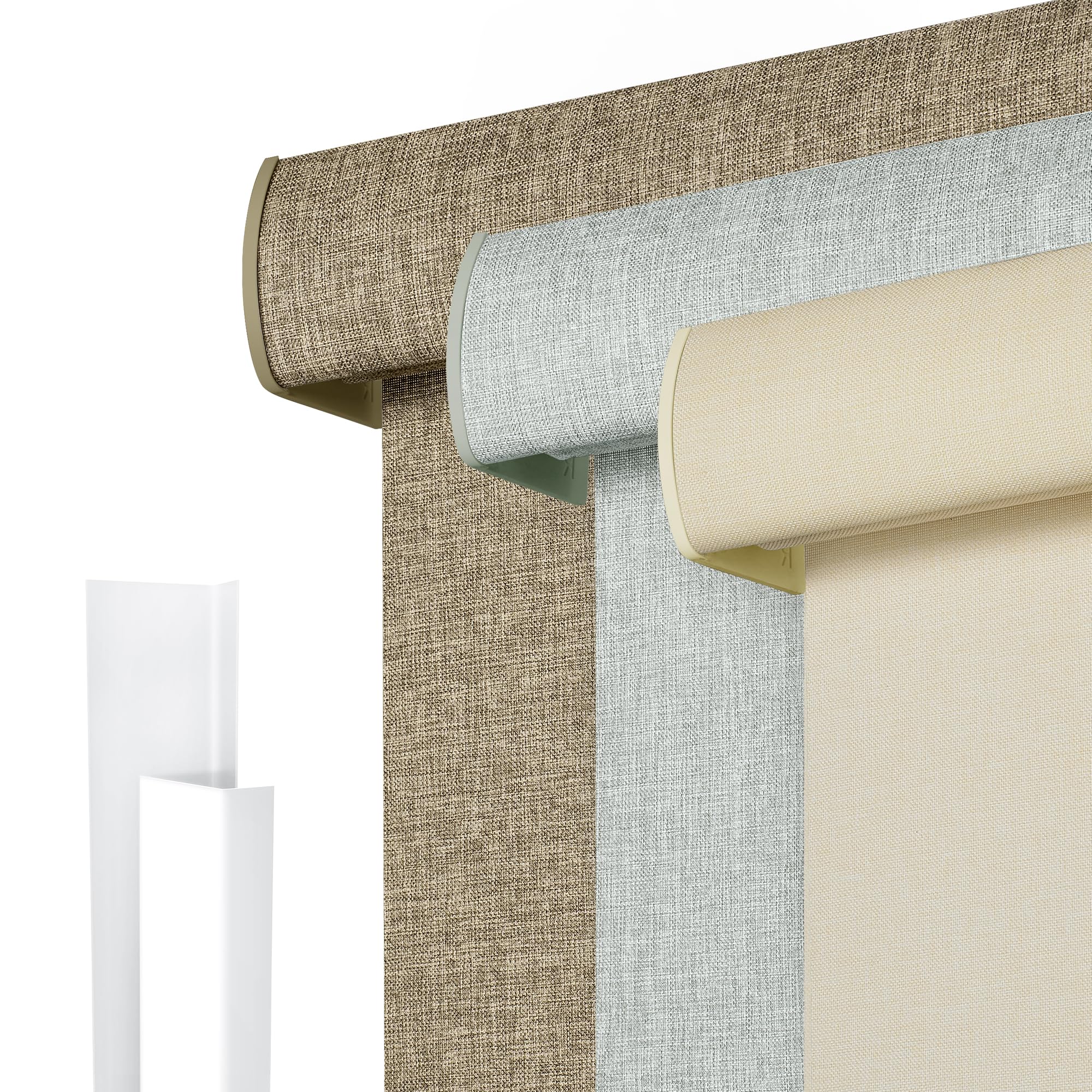 Sulugood Light Filtering Roller Shades for Windows, Cordless Linen Fabric Roller Blinds, Thermal Insulated UV Protection,Window Shades for Home,Office