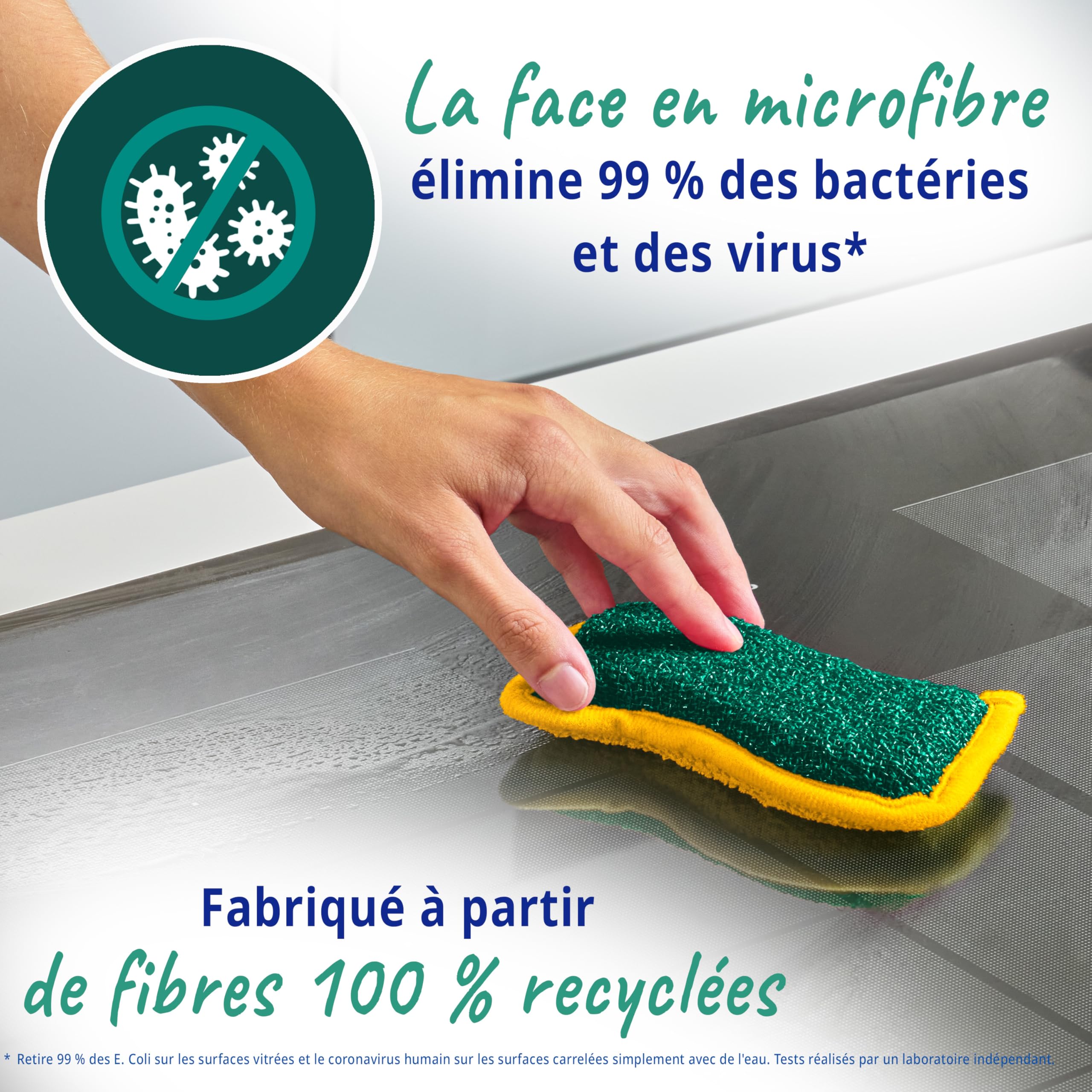 Spontex Flex & Wash Éponges réutilisables microfibre double face 4 pièces