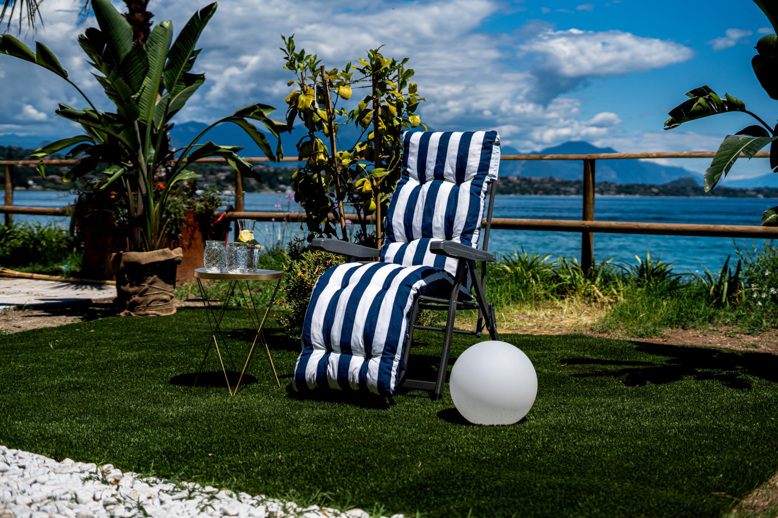TECNOCUCI Coussin rembourré pour Chaise Longue avec Repose-Pieds (160 x 45 x 10 cm) – 100% fabriqué en Italie – Coussin de Rechange idéal pour Chaise de Jardin