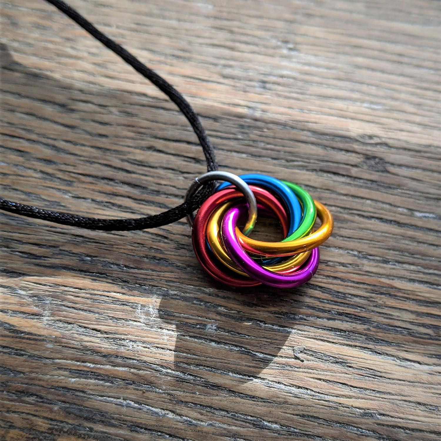 Mobii Necklaces (Multicolor) Pendant Combos, Fidget Infinity Loop Forever Spiral Jewelry (Satin Cord 18-20in, Rainbow, Small)