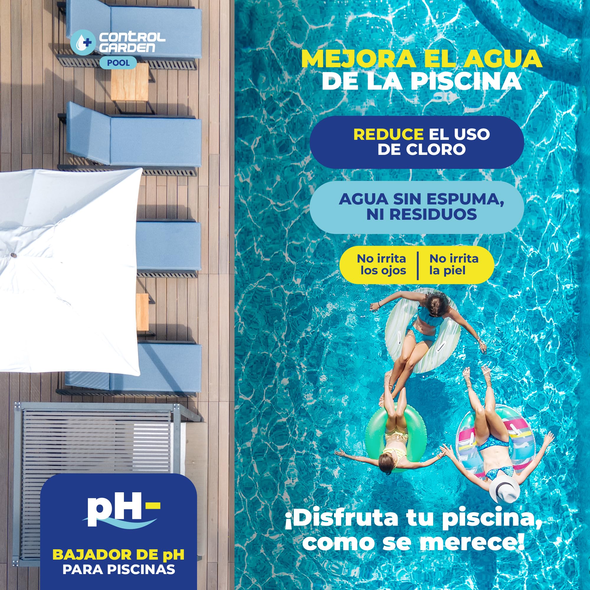 CONTROL GARDEN Bajador PH Piscinas Granulado 10 KG | Reductor pH- Piscina Interior y Exterior | Minorador Sólido - Súper Concentrado | Pool Regulador de Poliester, Liner y Electrólisis Salina - 3