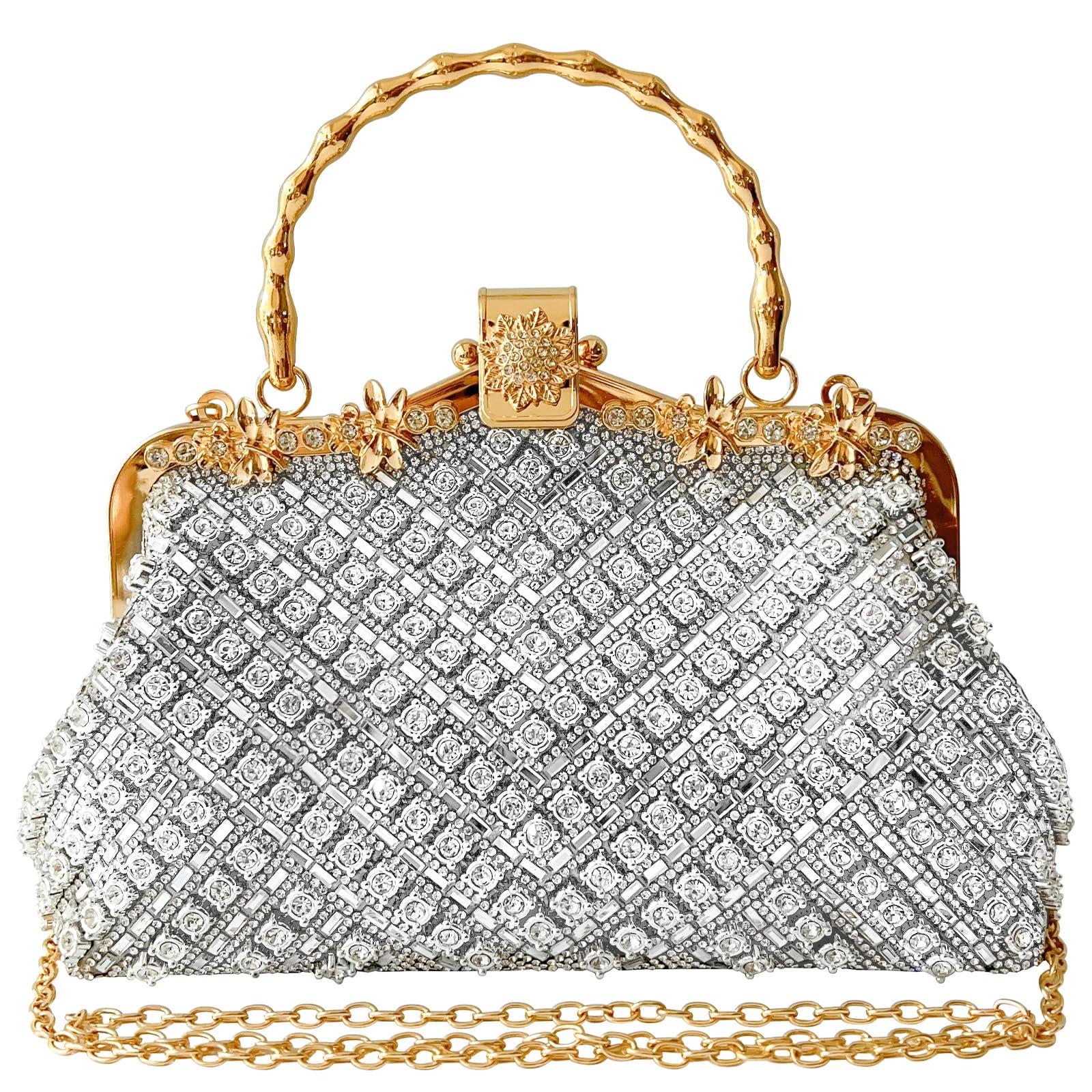 Sparkly Diamond Evening Bag Clutch Purses for Women Rhinestone Clutch Glitter Handbag for Wedding Party Cocktail Prom ﻿